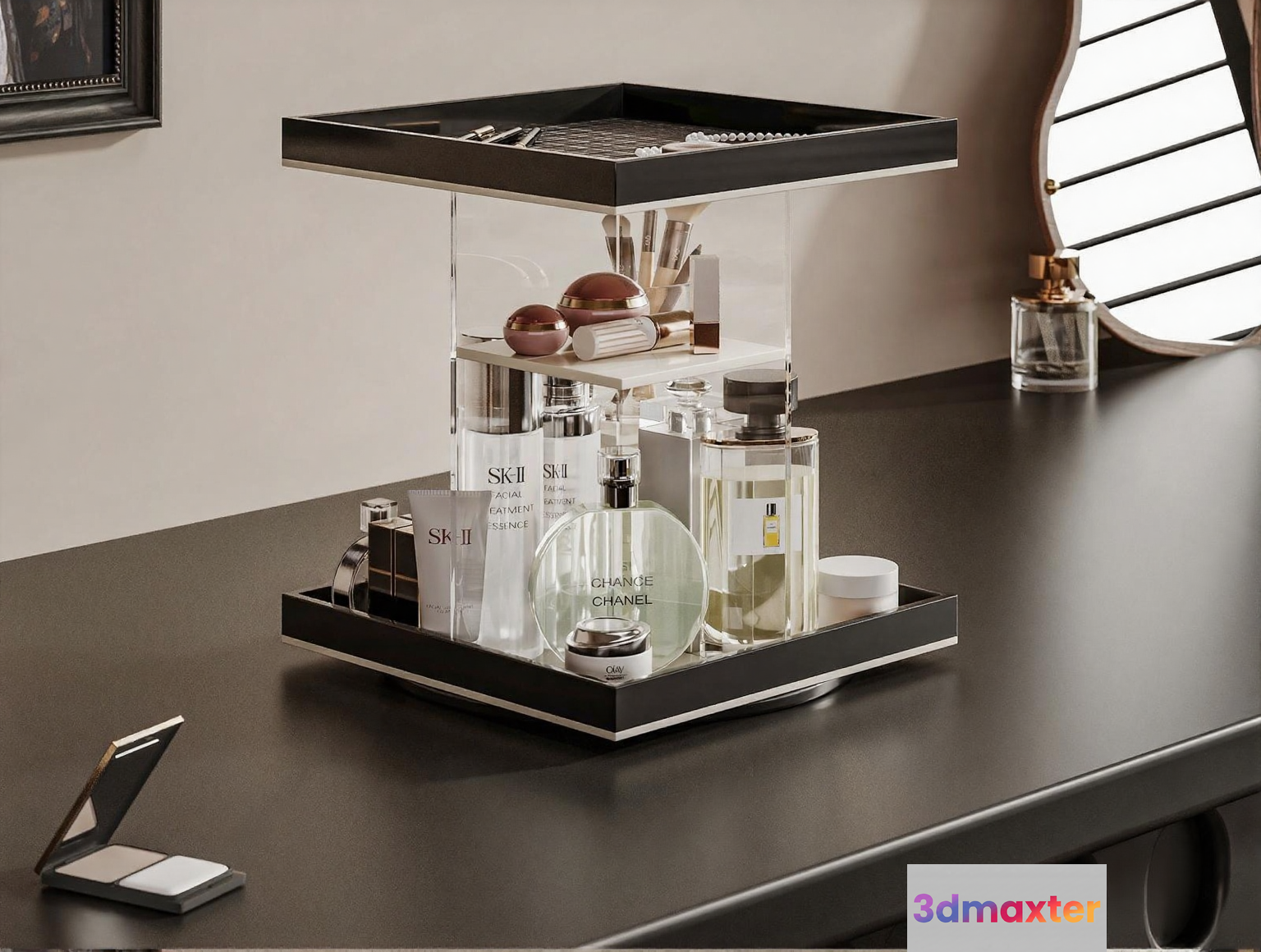 A Vanity Tray With Various Cosmetics 3D Model - 17047 - VRAY Render