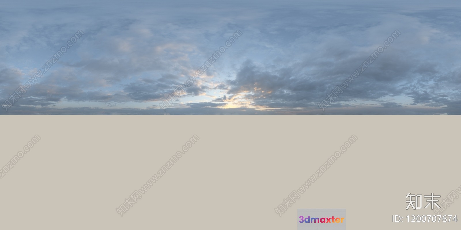A Serene Sky With Clouds And The Sun Setting 3D Model - 16821 - VRAY Render
