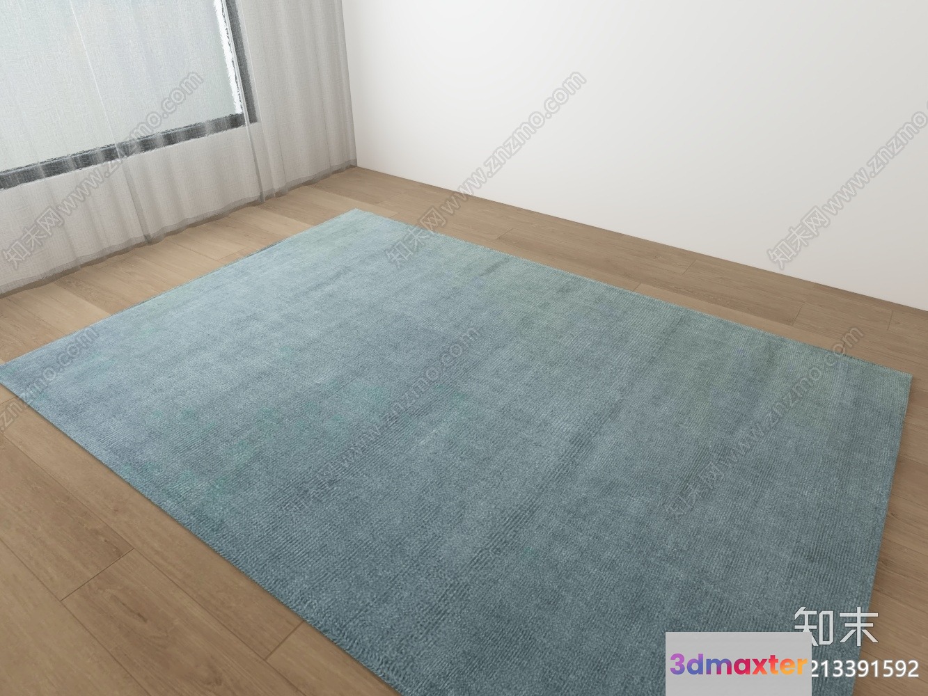 A Blue Rug In A Room 3D Model - 15640 - VRAY Render