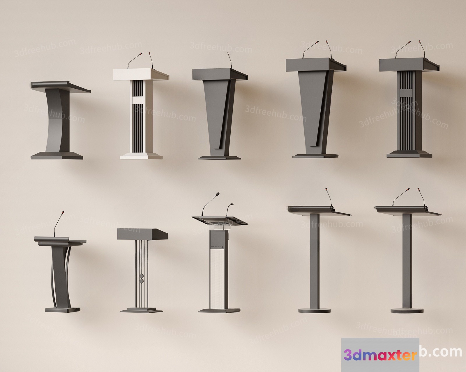 Modern Podiums 3D Model - 18929 - VRAY Render