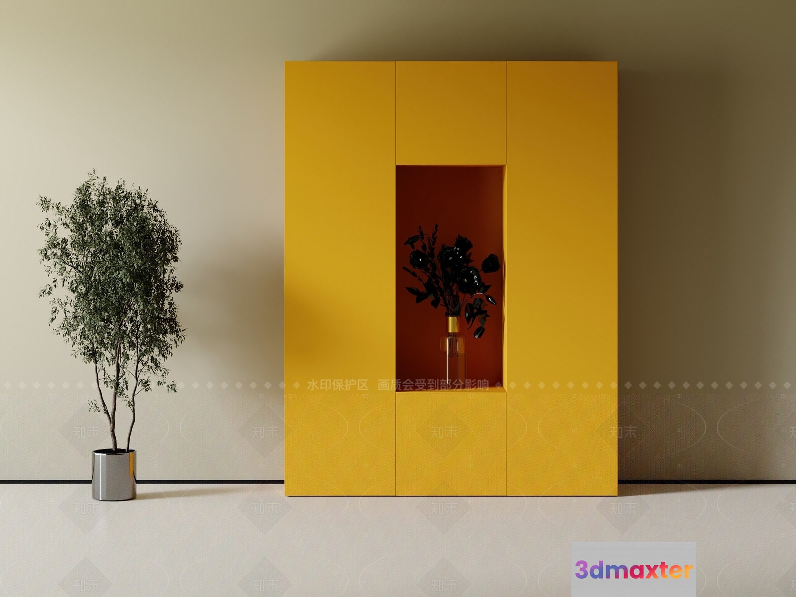 Modern Yellow Cabinet 3D Model - 7937 - CORONA Render