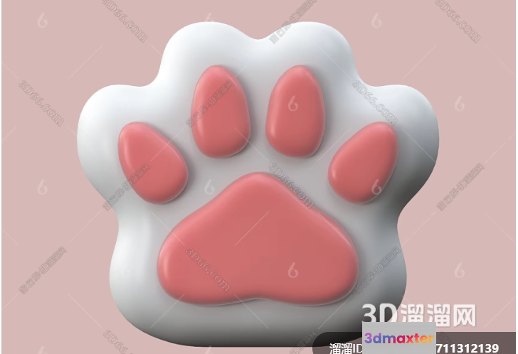 3D Paw Print 3D Model - 6403 - VRAY Render