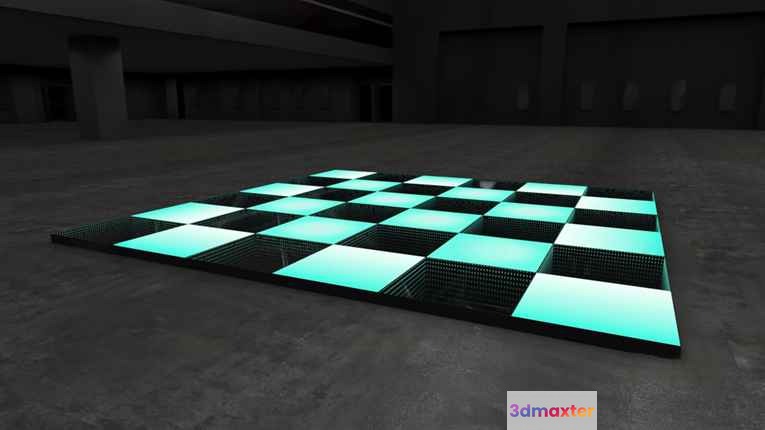 A Glowing Checkered Floor 3D Model - 16925 - VRAY Render
