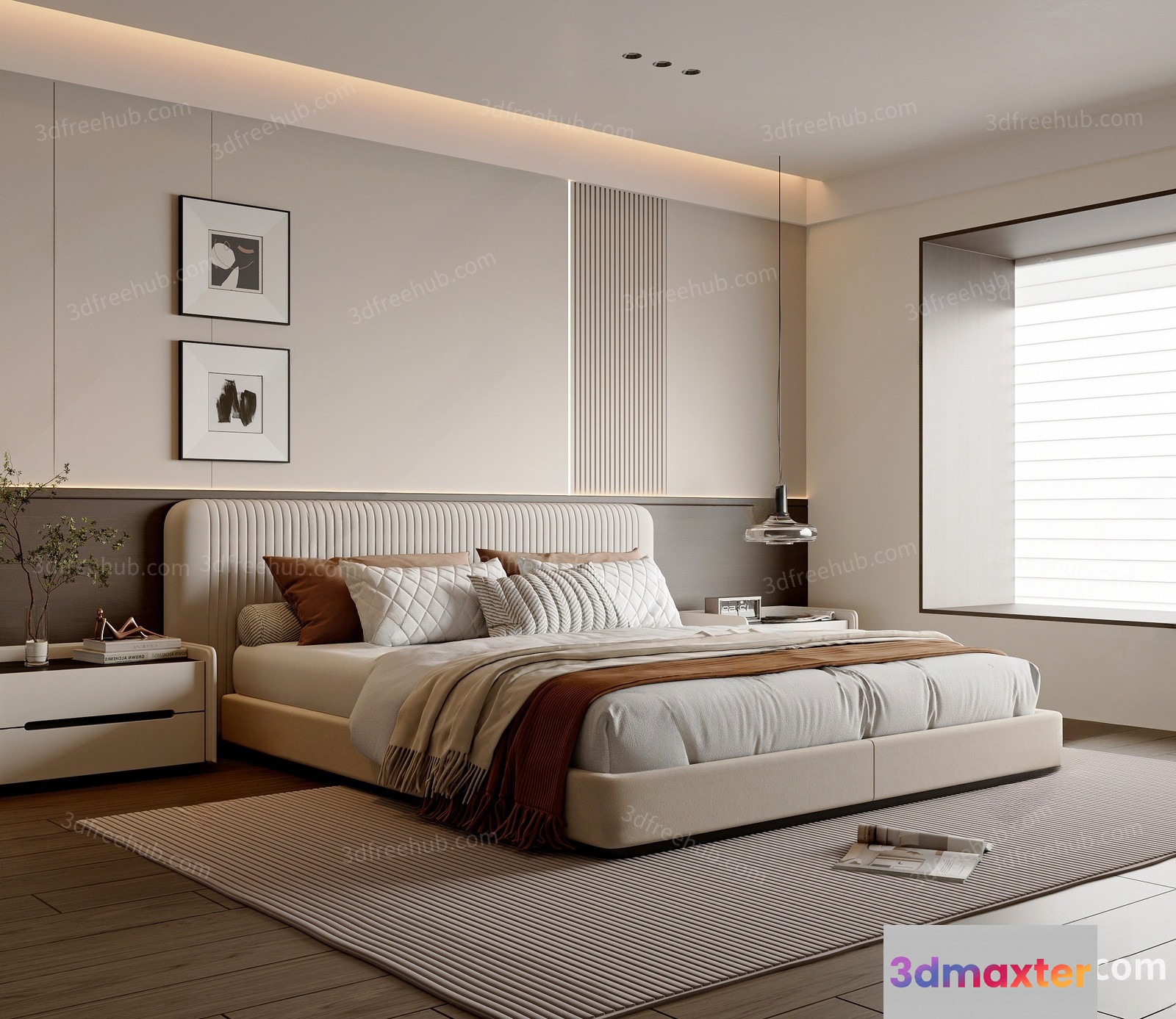 Cozy Modern Bedroom 3D Model - 19942 - VRAY Render