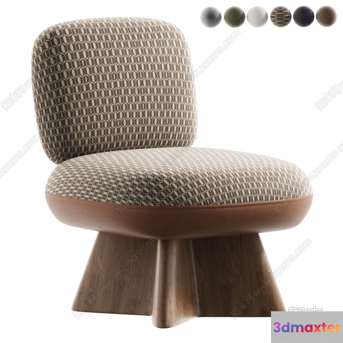 Modern Chair With Patterned Upholstery 3D Model - 4728 - VRAY Render