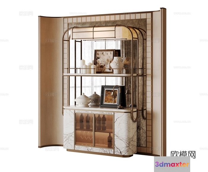 Modern Shelving Unit 3D Model - 15841 - CORONA Render
