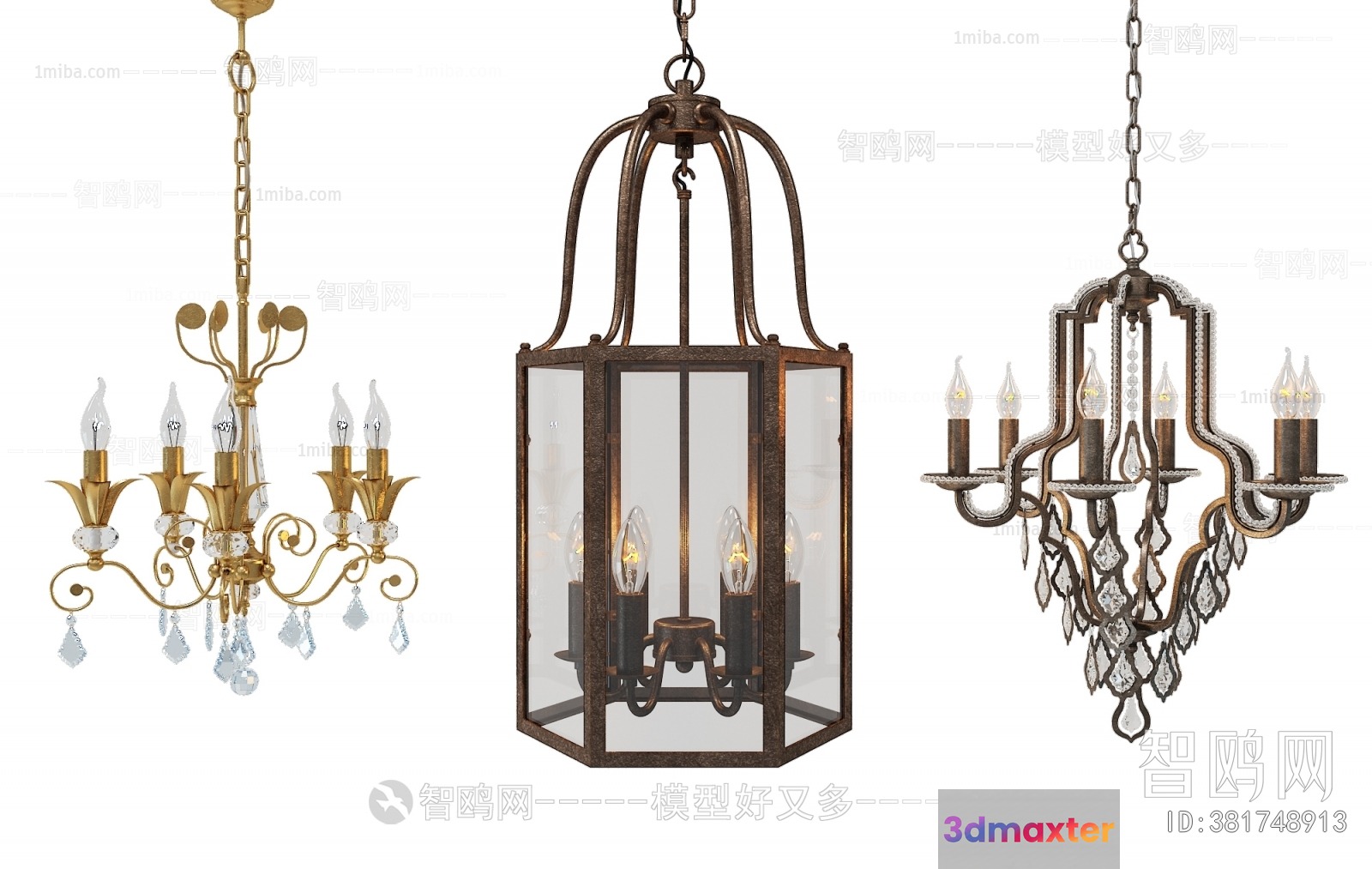 Gold Light Fixture 3D Model - 13020 - VRAY Render
