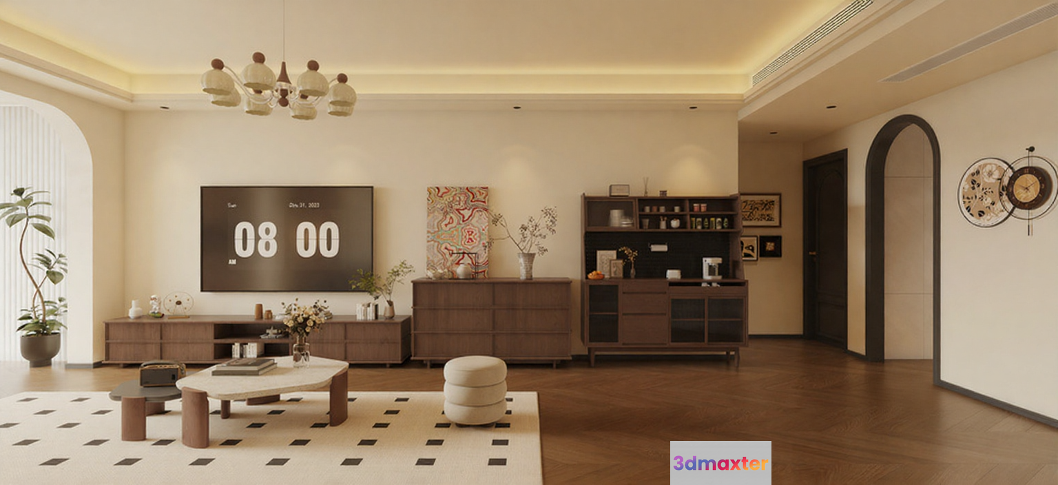 Modern Living Room 3D Model - 3629 - CORONA Render