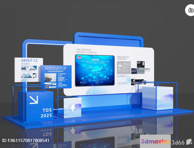 A Blue And White Display With A Screen 3D Model - 3361 - VRAY Render