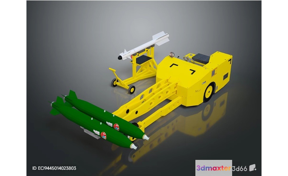 Yellow And Green Military Vehicles 3D Model - 5929 - VRAY Render