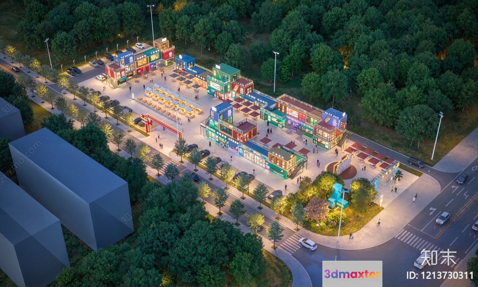 The Main Subject Is A 3D Rendering Of A Shopping Center Characterized 3D Model - 11599 - VRAY Render