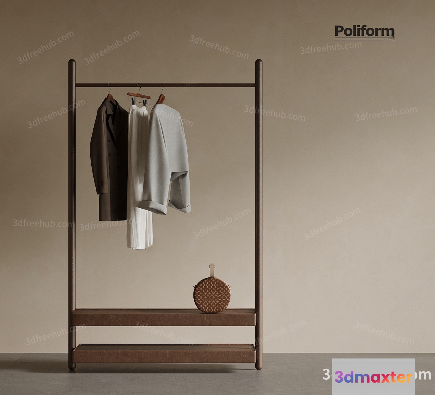Clothing Rack With Clothes 3D Model - 19986 - VRAY Render