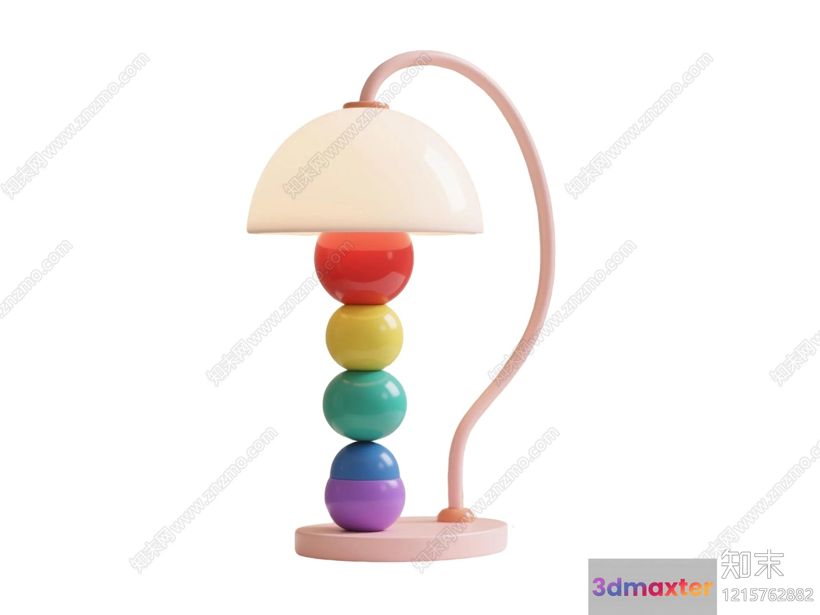 A Table Lamp With A Pink Base And A White Shade 3D Model - 13429 - VRAY Render