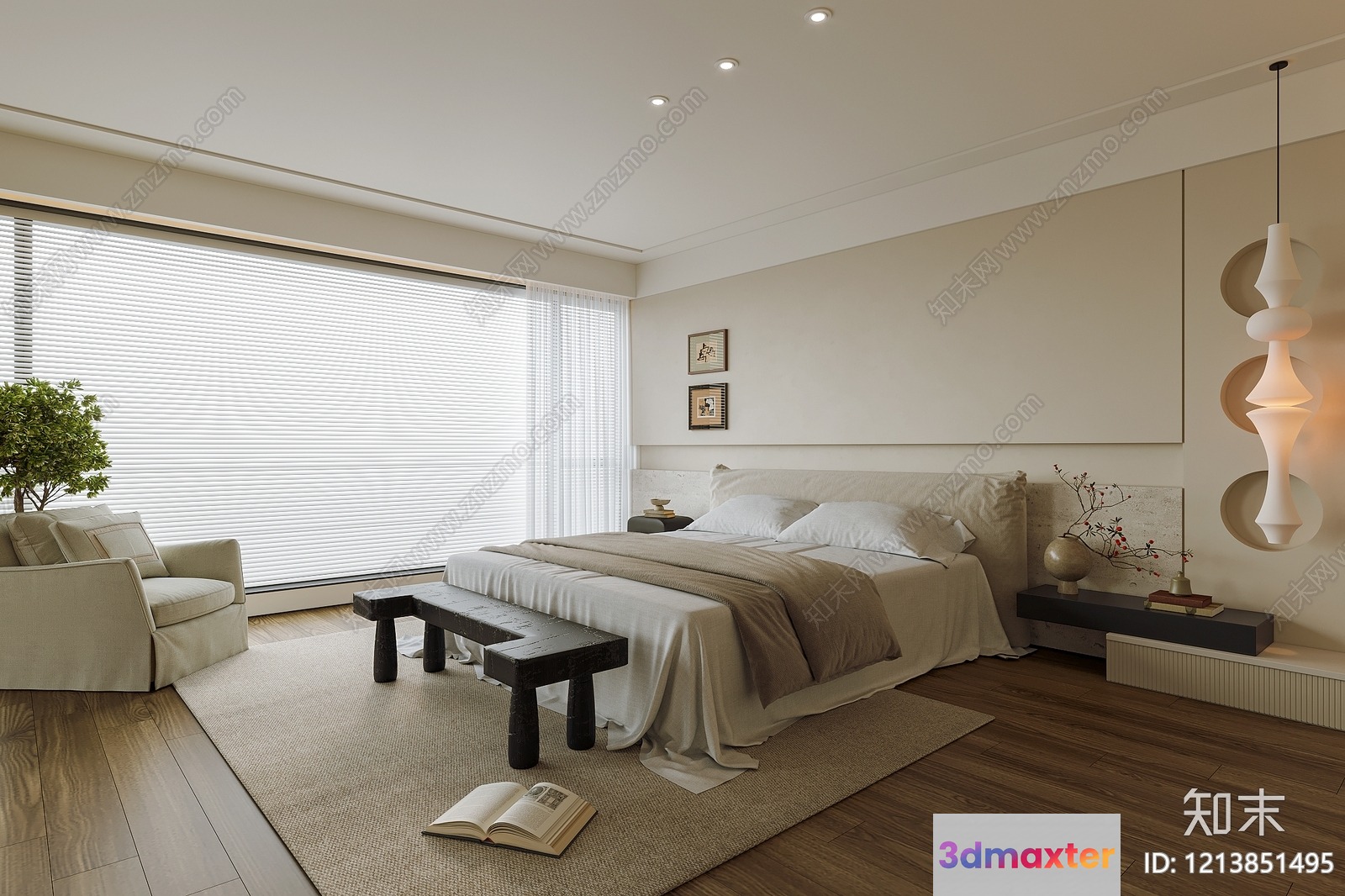 Cozy Modern Bedroom 3D Model - 13414 - VRAY Render