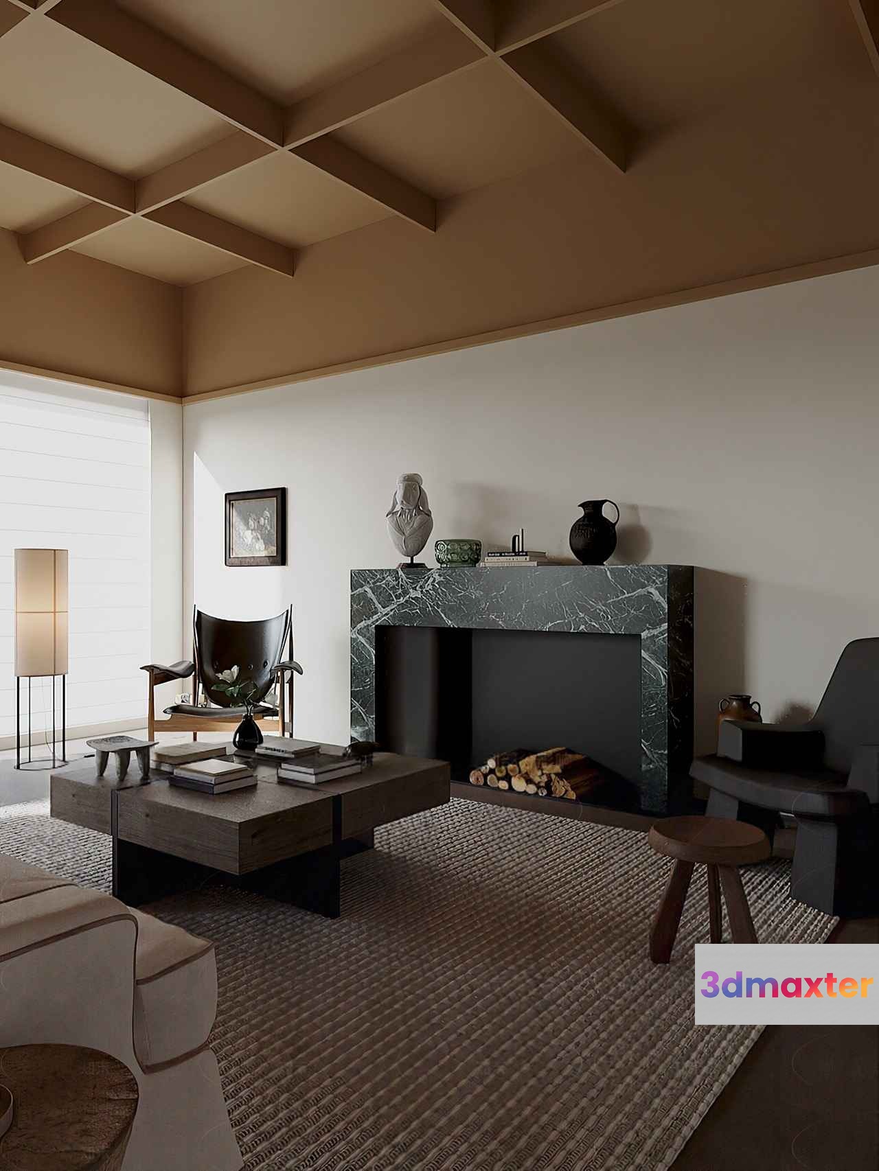 Modern Living Room 3D Model - 103 - VRAY Render
