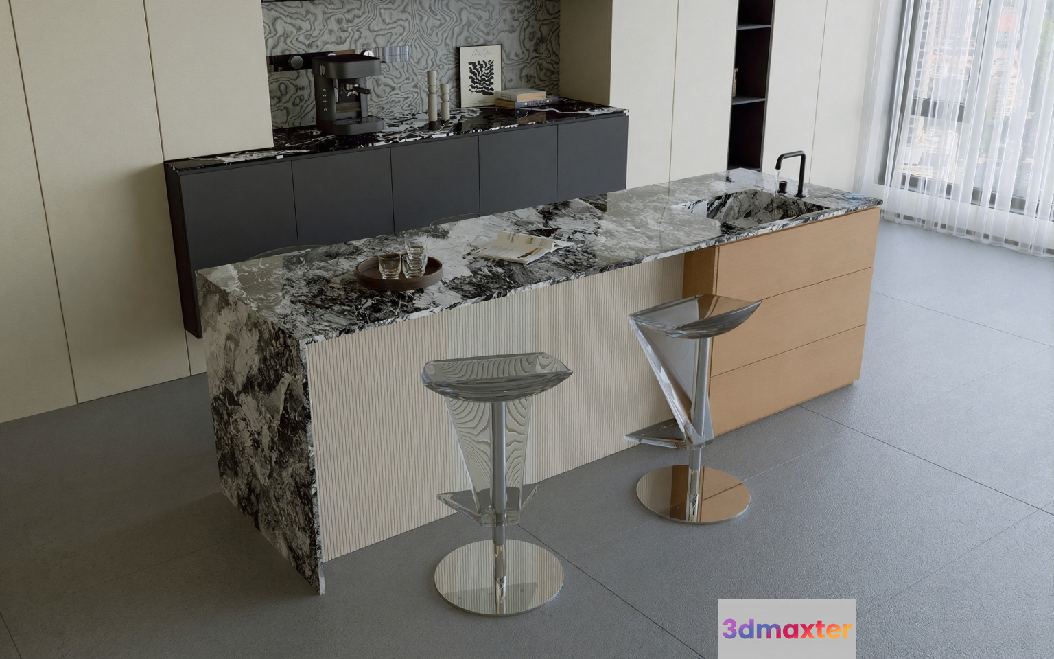 Modern Kitchen Island 3D Model - 20613 - CORONA Render