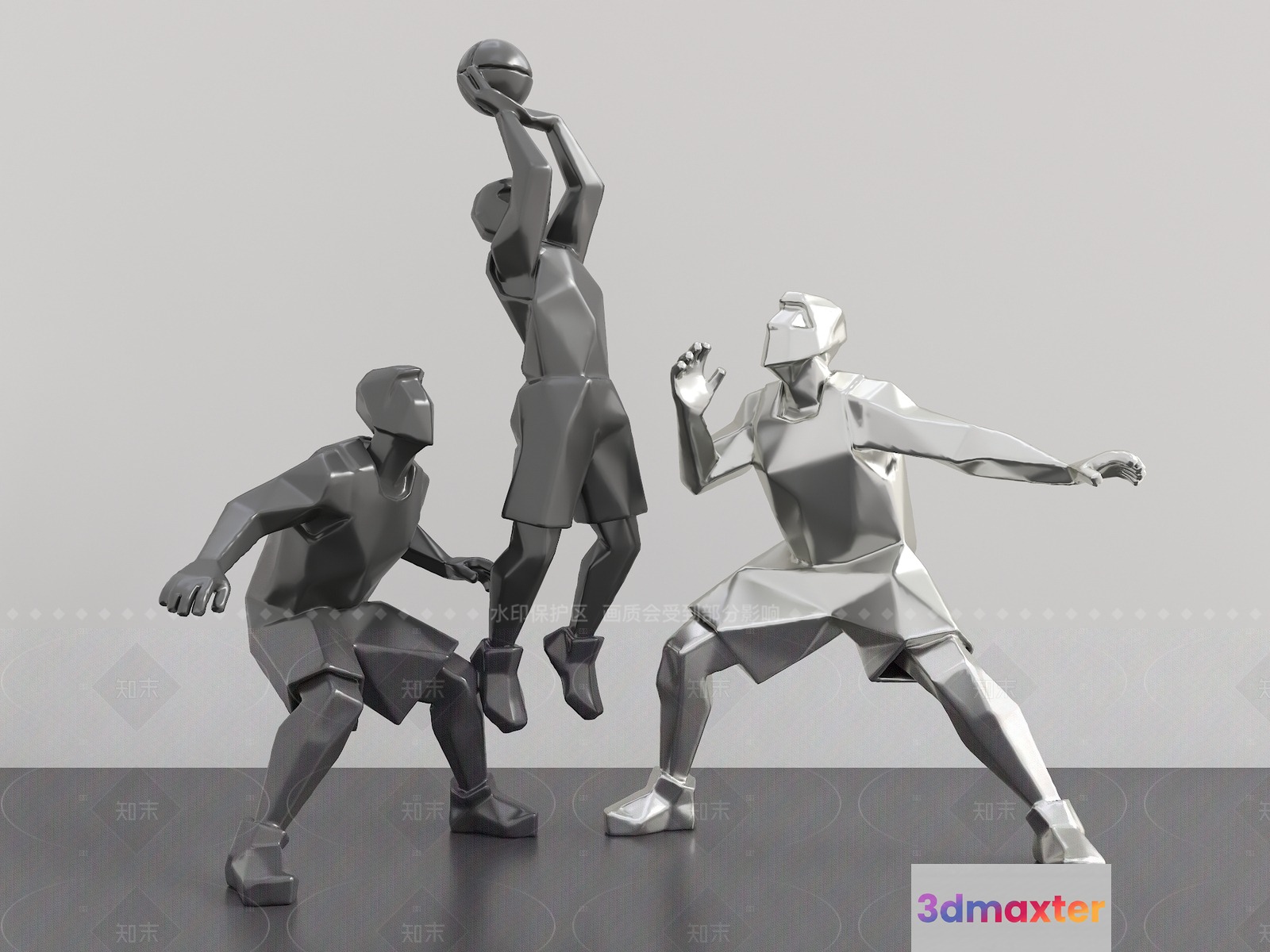 A Group Of 3D Basketball Players 3D Model - 13398 - VRAY Render
