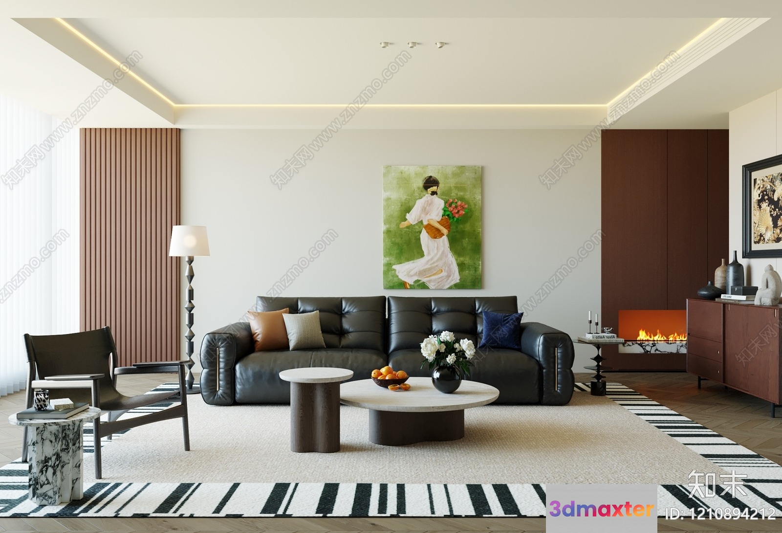 Modern Living Room 3D Model - 6320 - VRAY Render