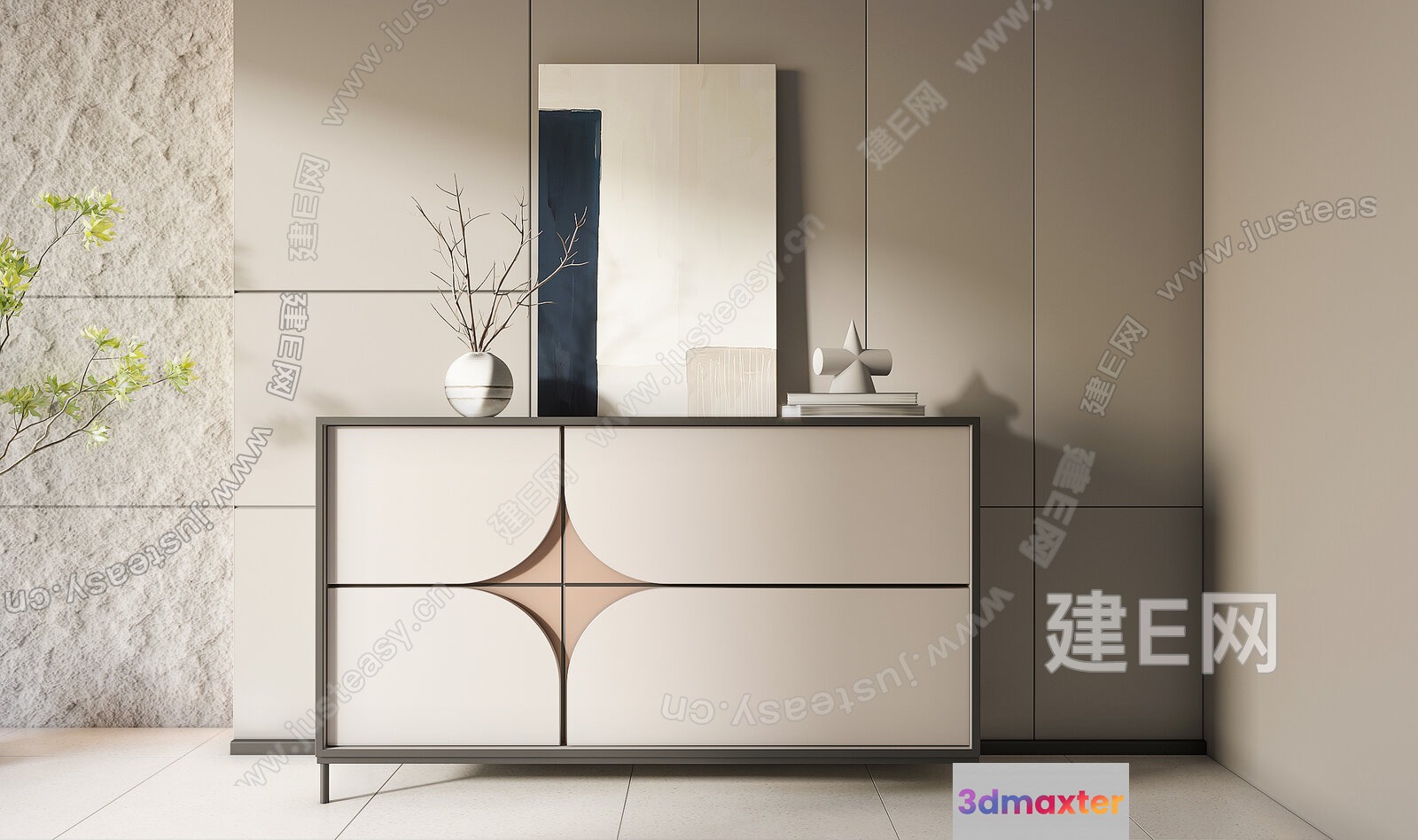 Modern Dresser With Vase 3D Model - 9175 - VRAY Render