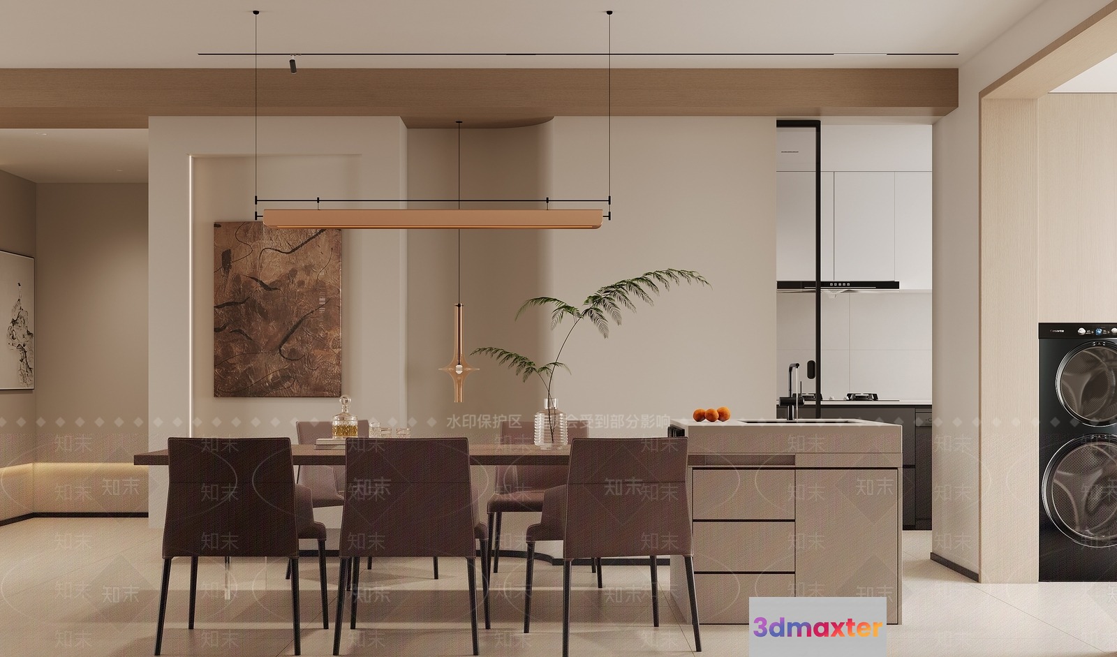 Modern Kitchen Interior 3D Model - 11567 - VRAY Render