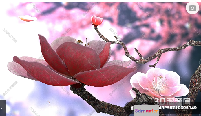 A Pink Flower 3D Model - 5537 - VRAY Render