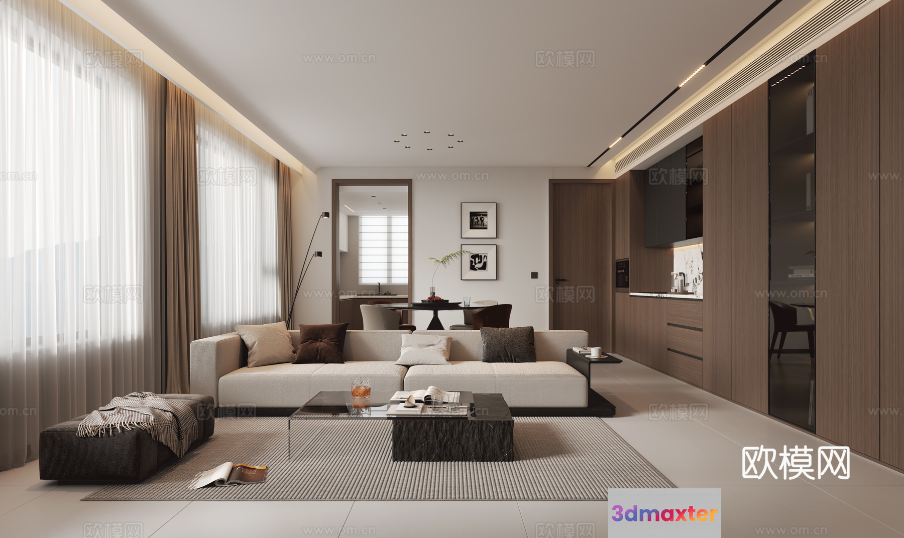 Modern Living Room 3D Model - 10107 - VRAY Render