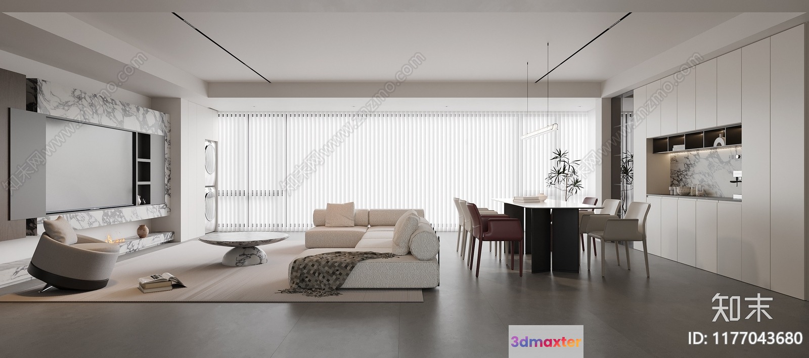 Modern Living Room 3D Model - 12406 - VRAY Render