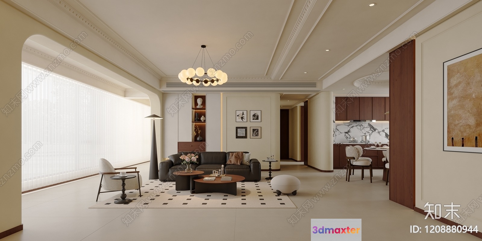 Modern Living Room 3D Model - 23453 - VRAY Render