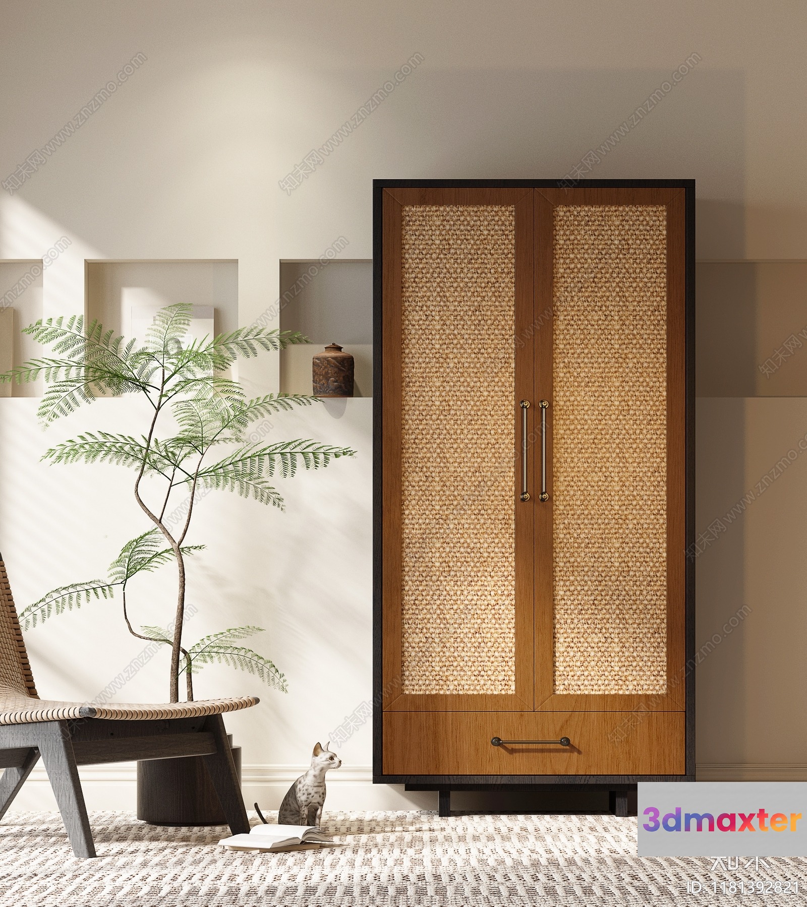 Mid-Century Modern Cabinet 3D Model - 10792 - VRAY Render