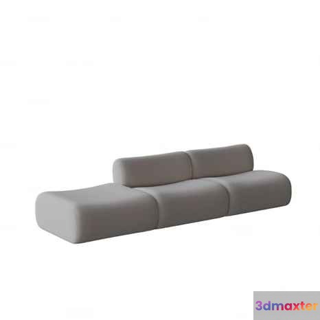 Gray L-Shaped Couch 3D Model - 23723 - VRAY Render
