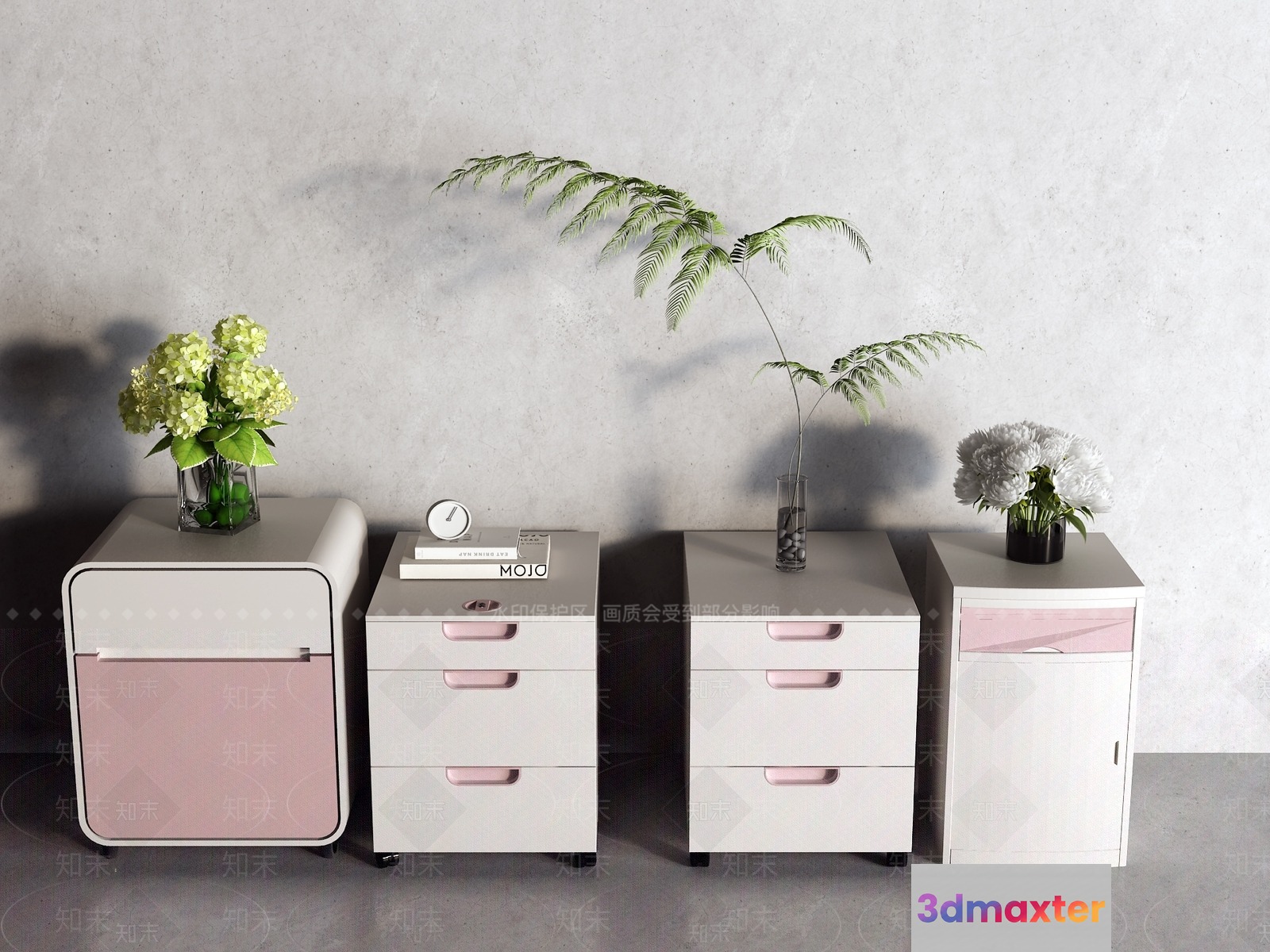 Modern White Furniture 3D Model - 16386 - VRAY Render