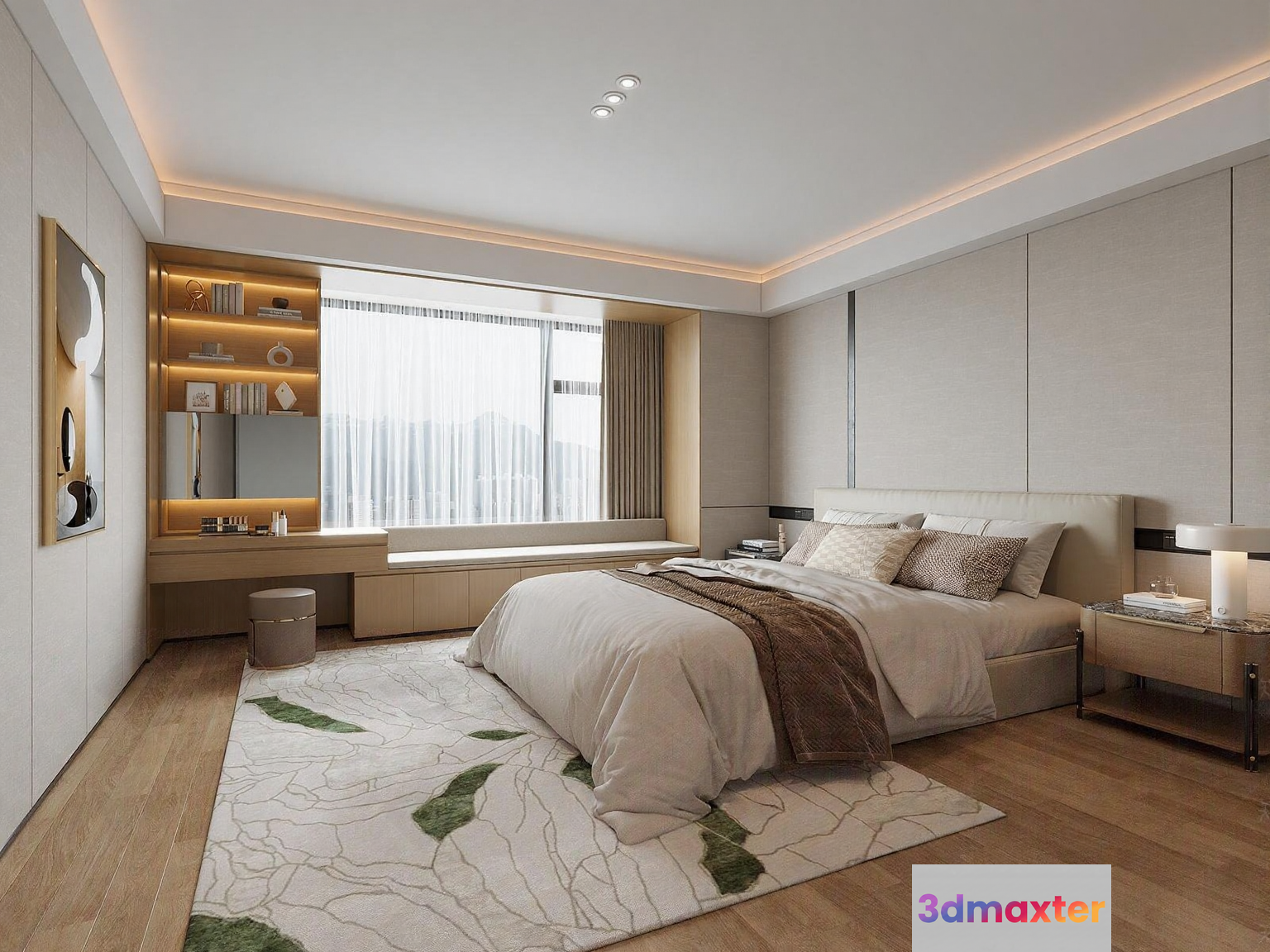 Modern Master Bedroom 3D Model - 22082 - VRAY Render