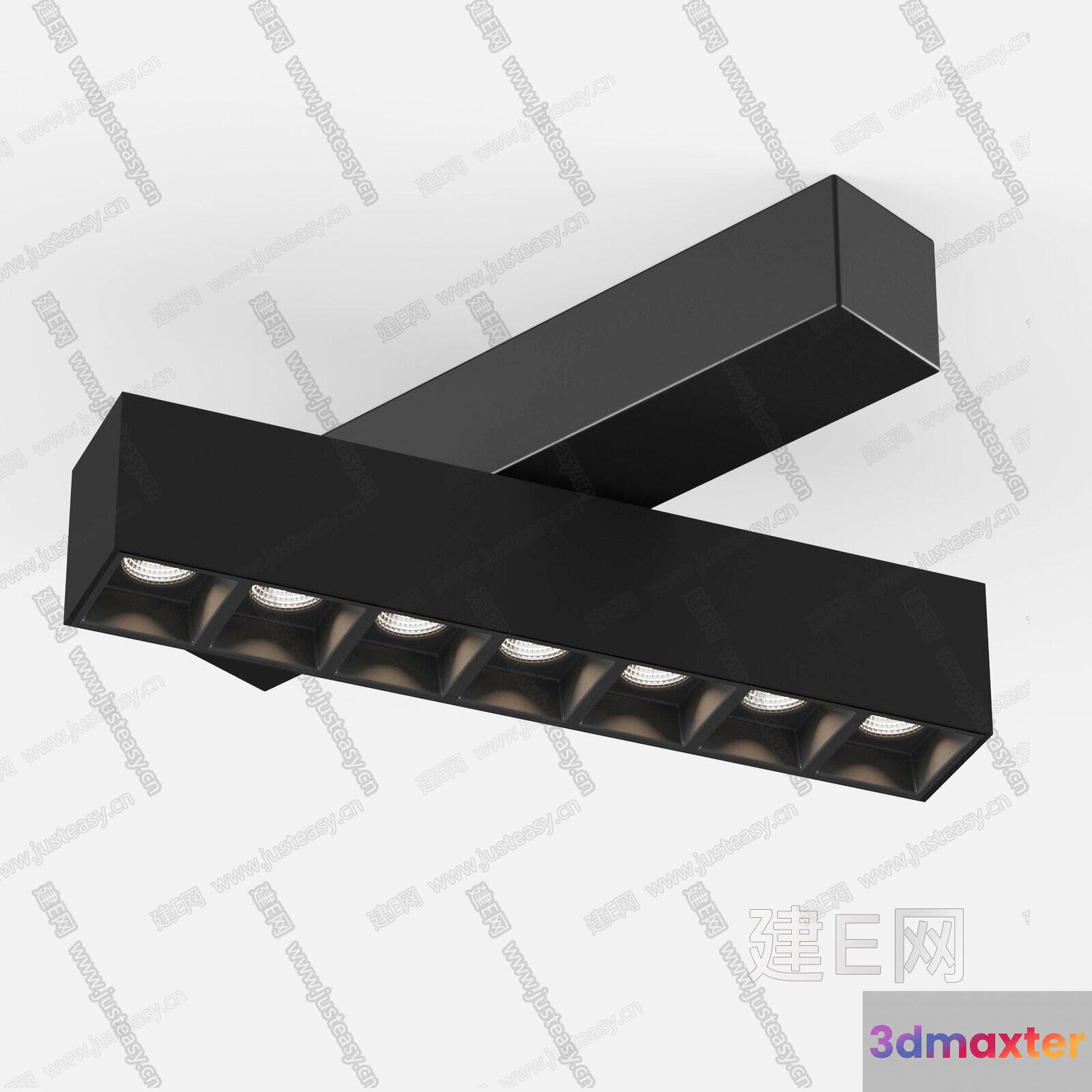 Modern Black Light Fixture 3D Model - 13984 - VRAY Render