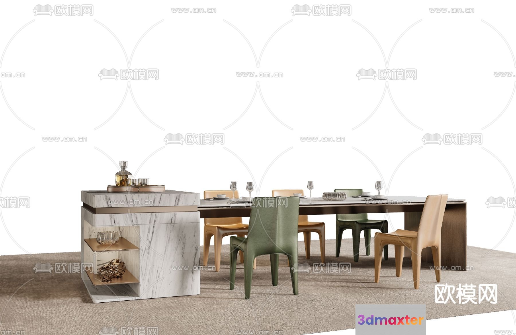 Modern Dining Room 3D Model - 17288 - VRAY Render