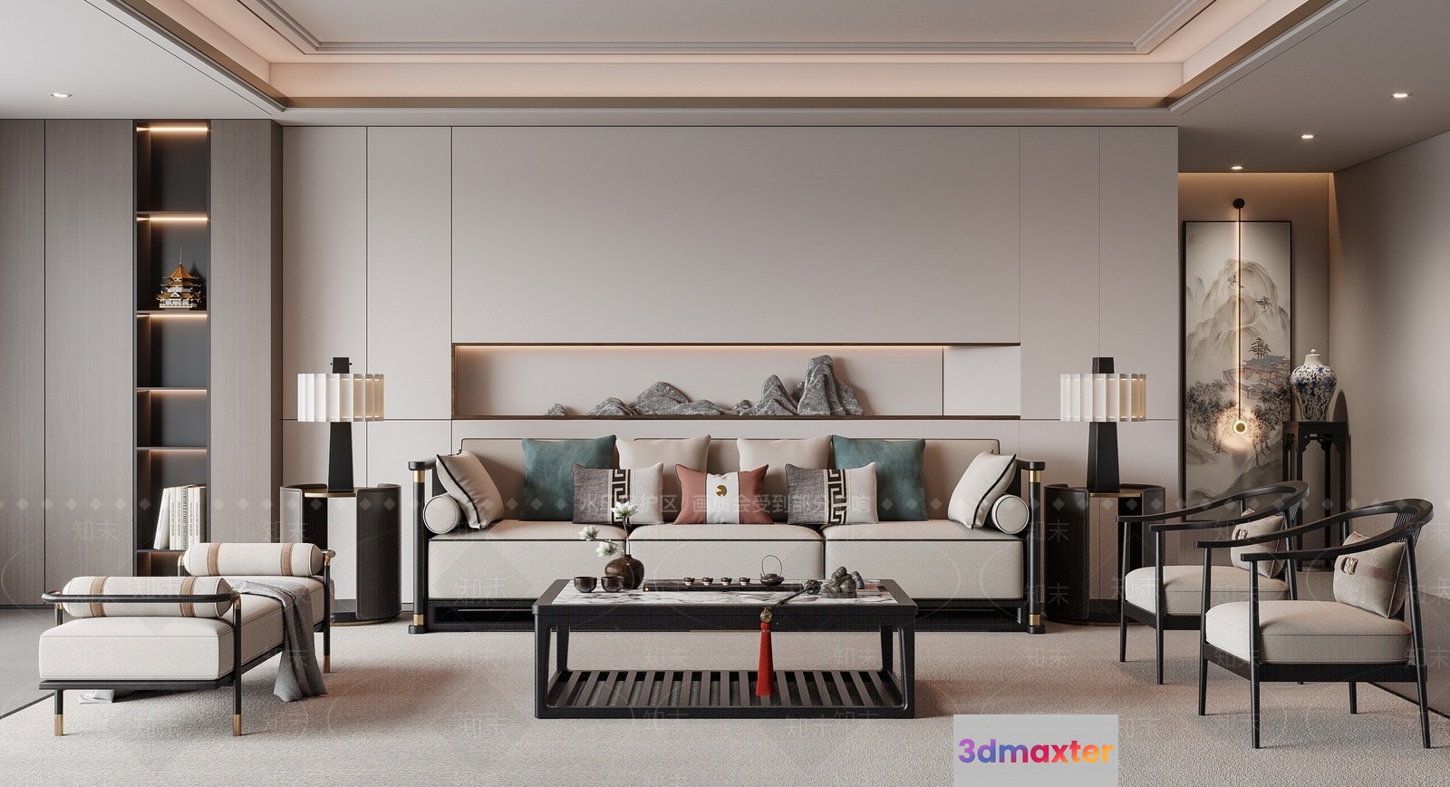 Modern Living Room 3D Model - 5412 - VRAY Render