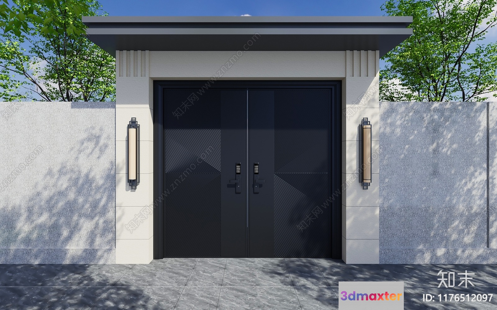 Modern Black Door 3D Model - 10059 - VRAY Render