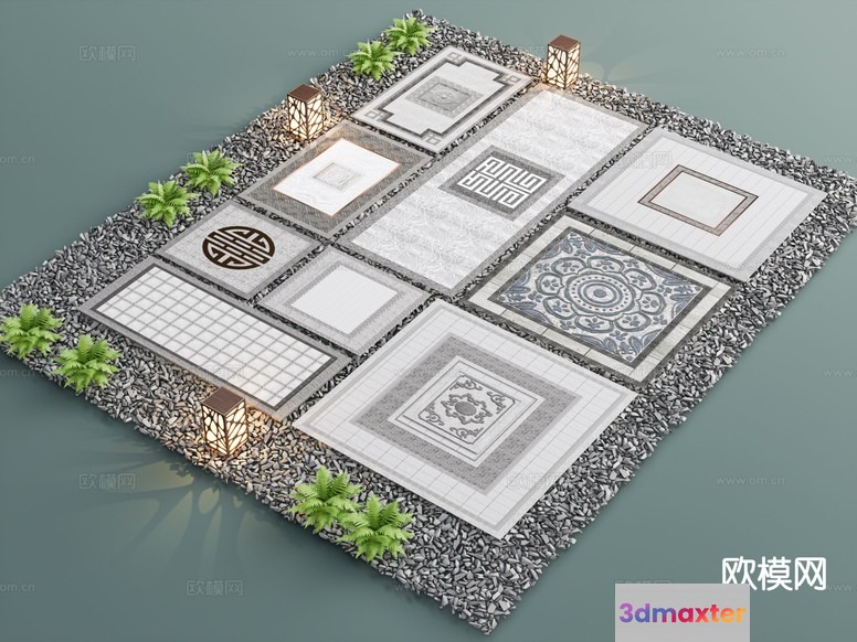 Decorative Outdoor Tile 3D Model - 16538 - VRAY Render