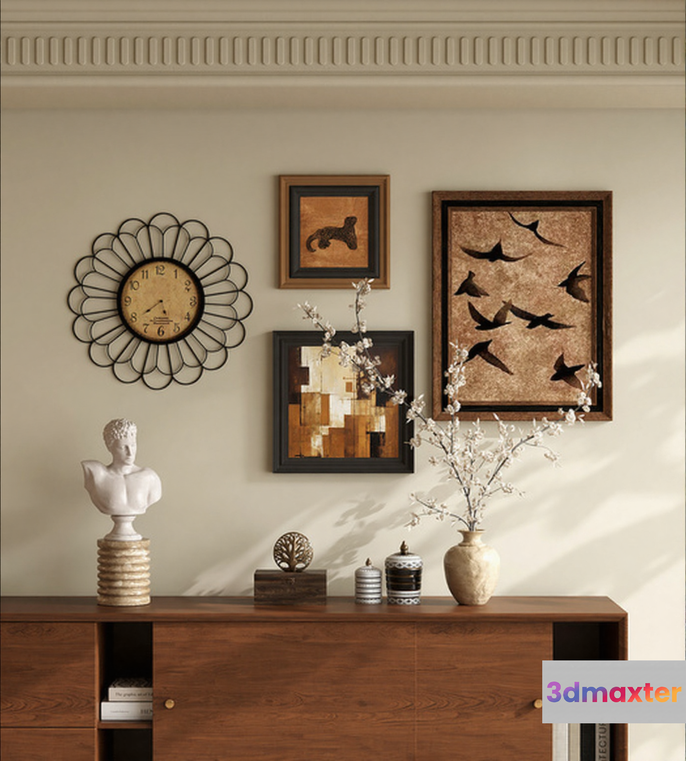 Mid-Century Modern Sideboard 3D Model - 20378 - VRAY Render