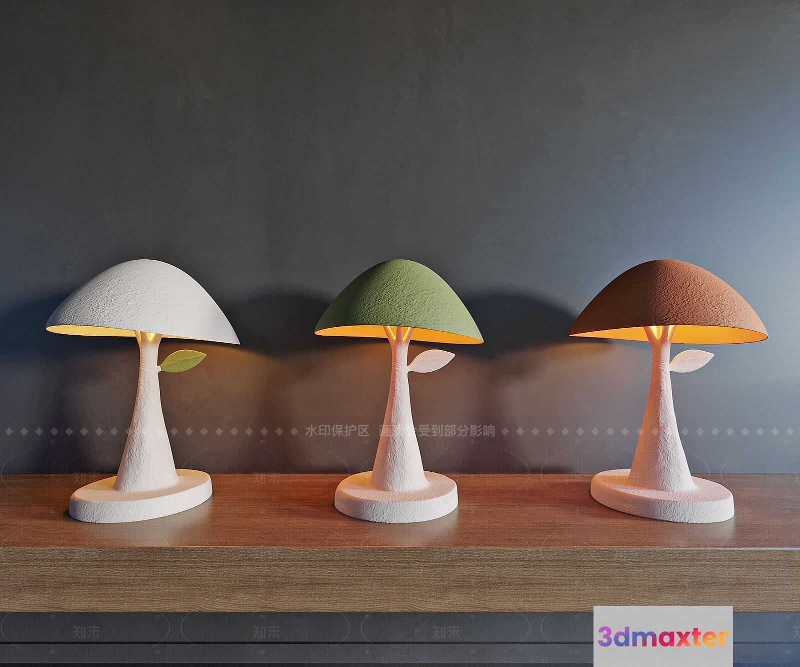 Modern Mushroom Lamps 3D Model - 10165 - VRAY Render