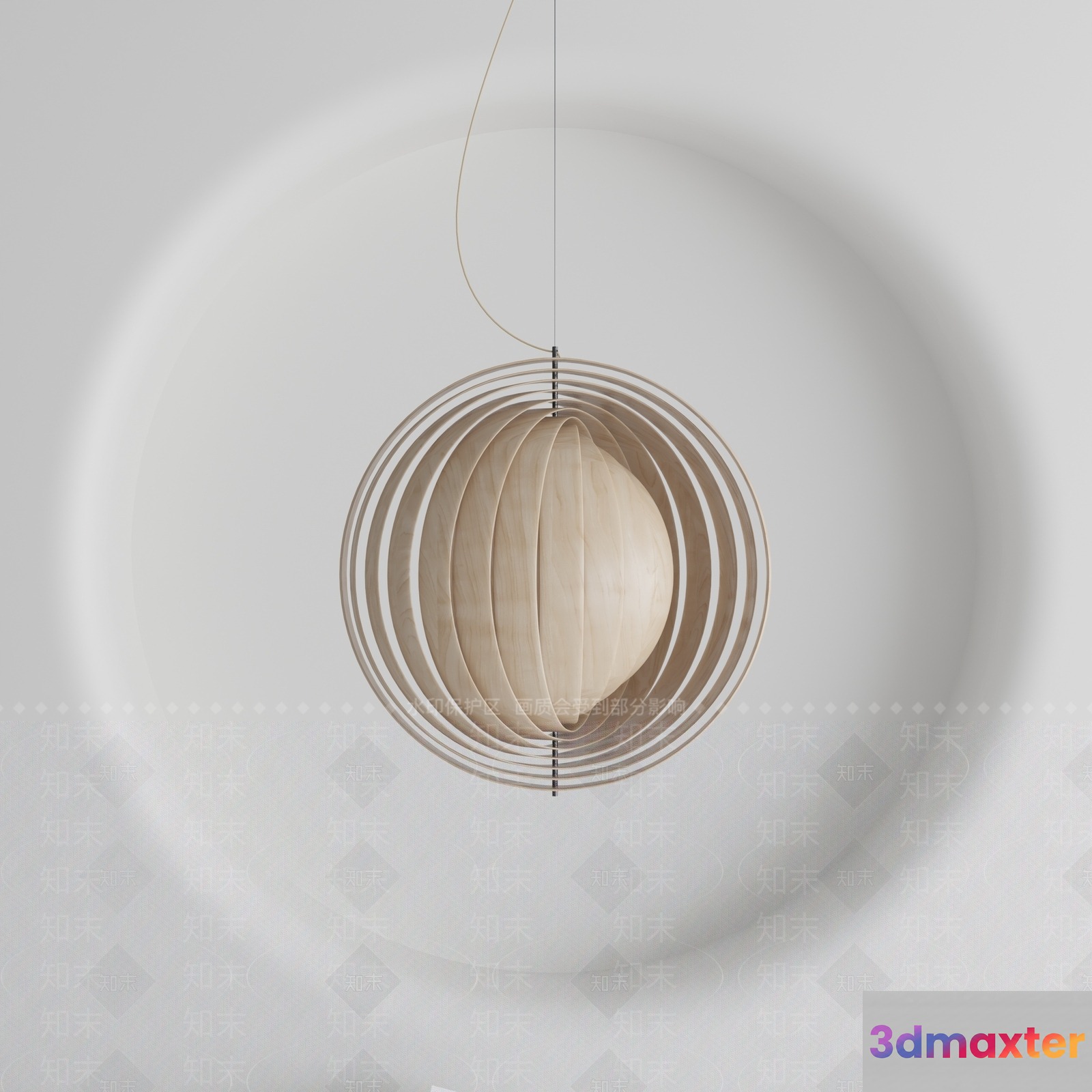 Light Wood Hanging Lamp 3D Model - 584 - VRAY Render