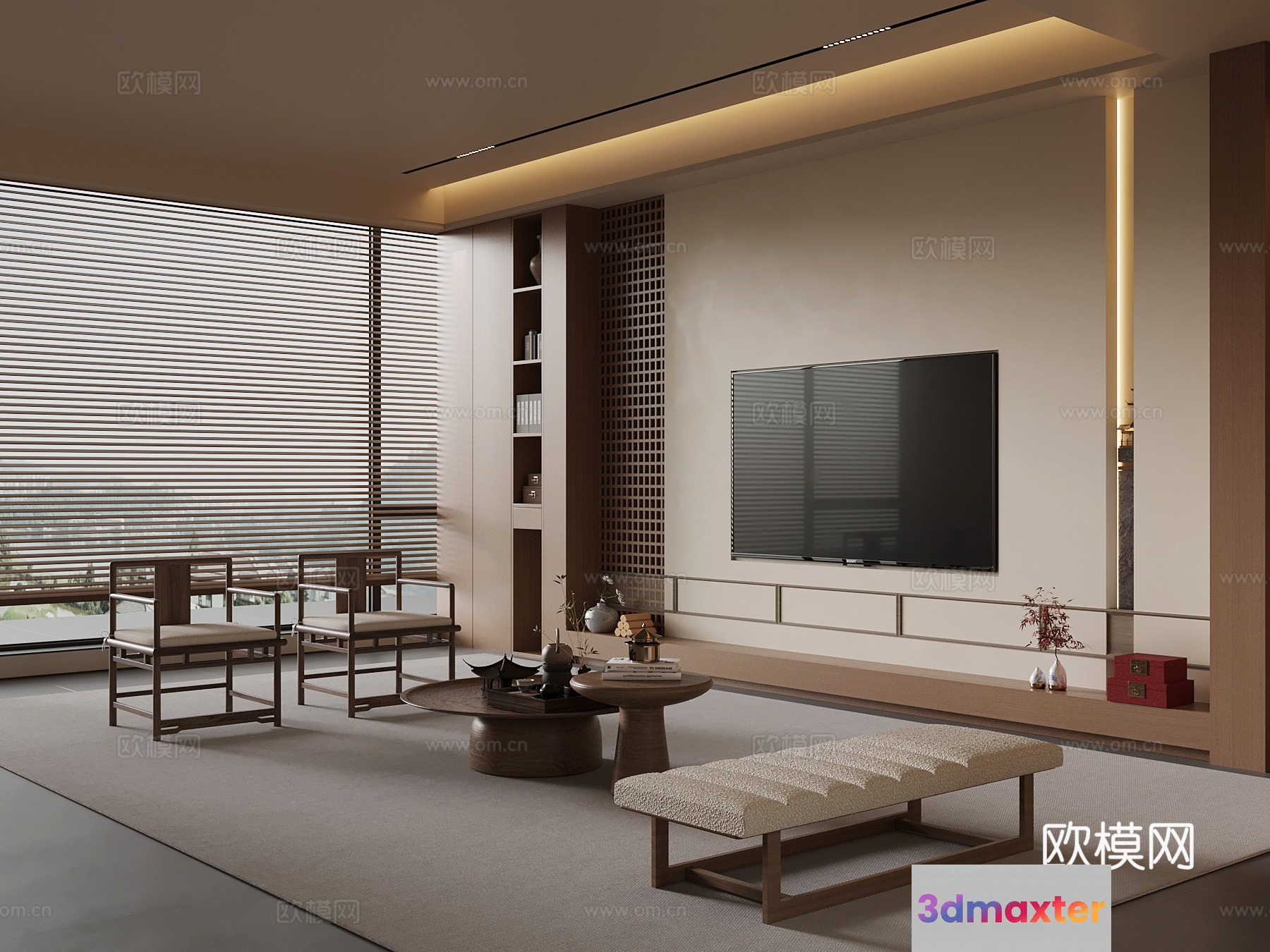 Modern Living Room 3D Model - 18839 - VRAY Render