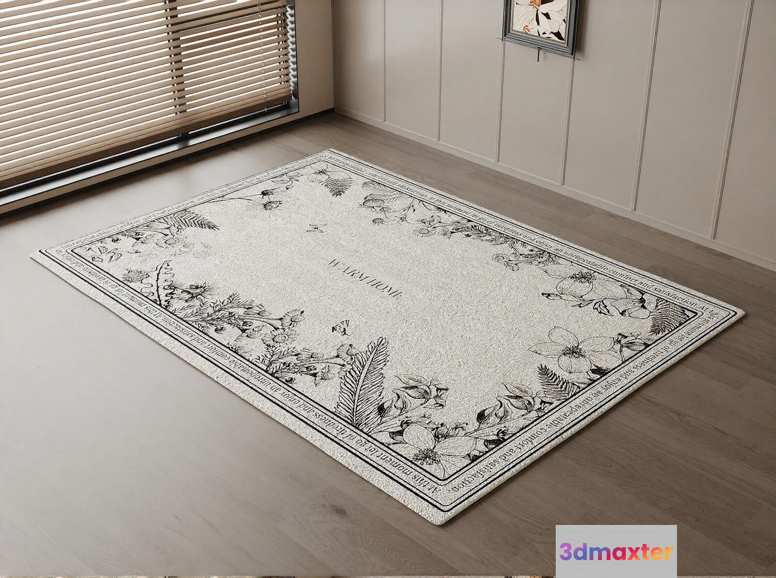 A White Rug With A Floral Pattern 3D Model - 7641 - CORONA Render