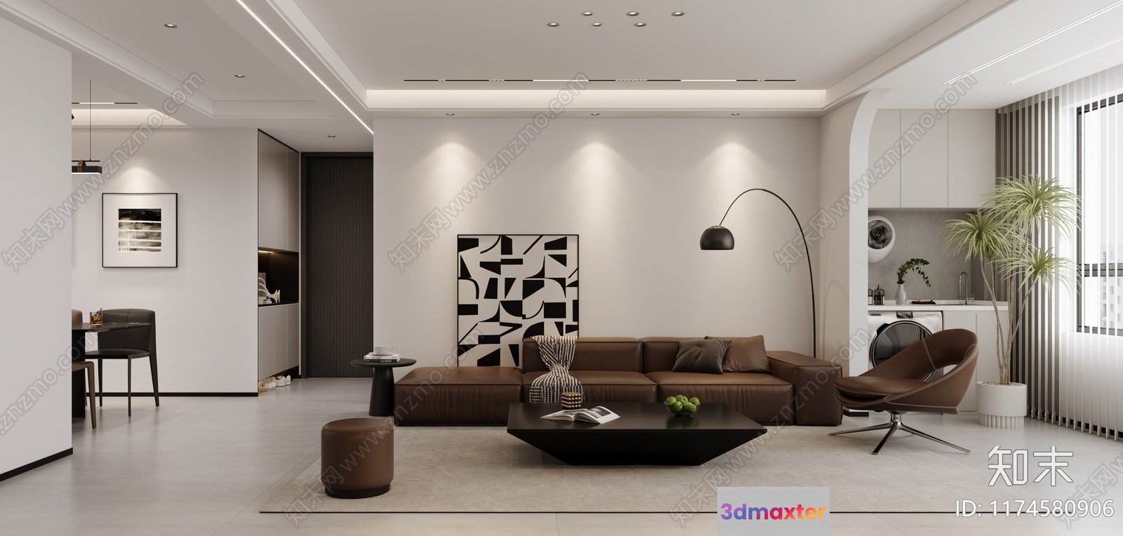 Modern Living Room 3D Model - 16020 - VRAY Render