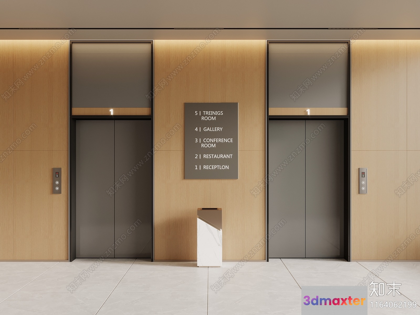 A Modern Elevator Room 3D Model - 17149 - VRAY Render