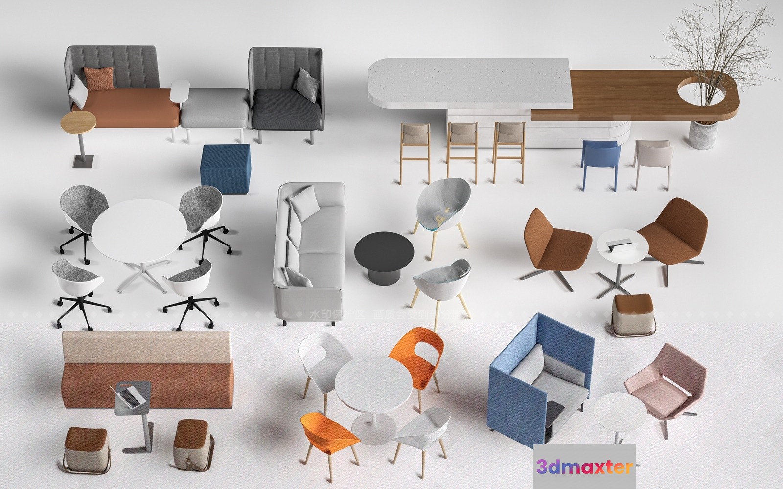Modern Office Furniture 3D Model - 7159 - VRAY Render