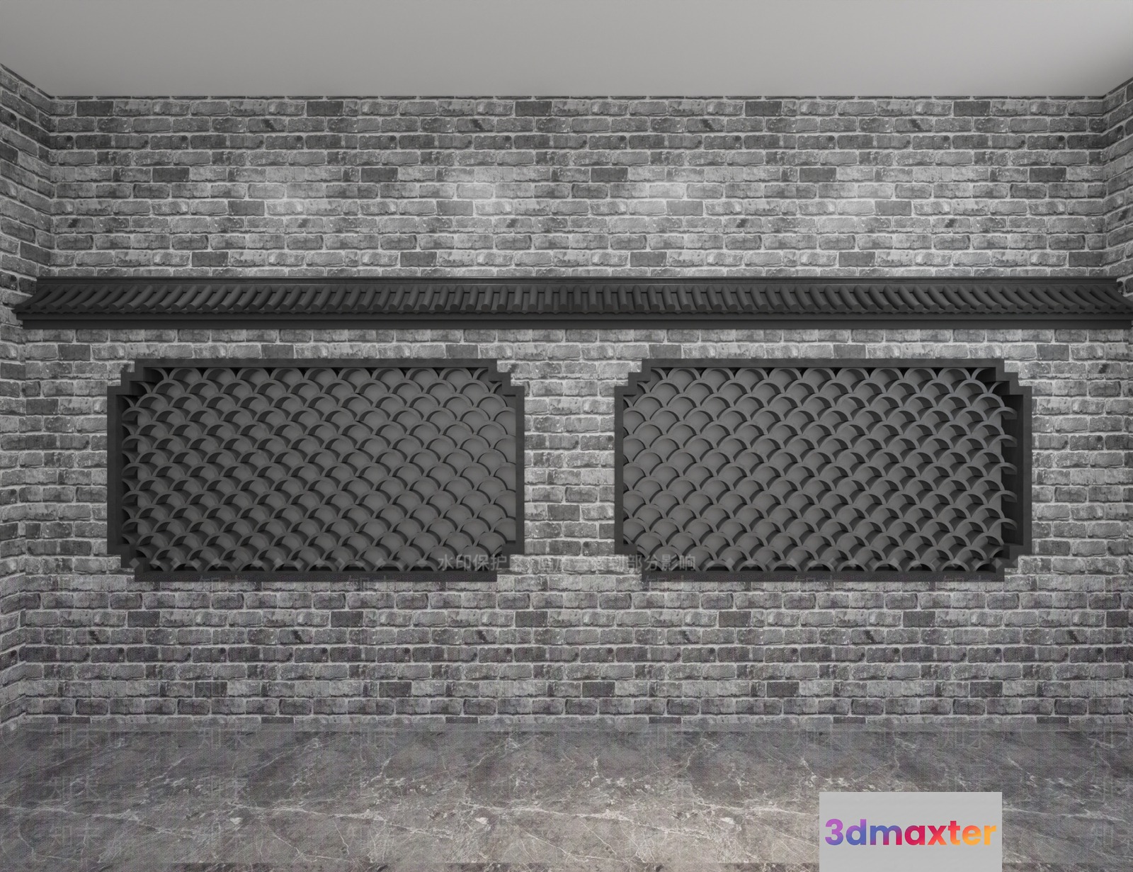 A Gray Brick Wall 3D Model - 6524 - VRAY Render