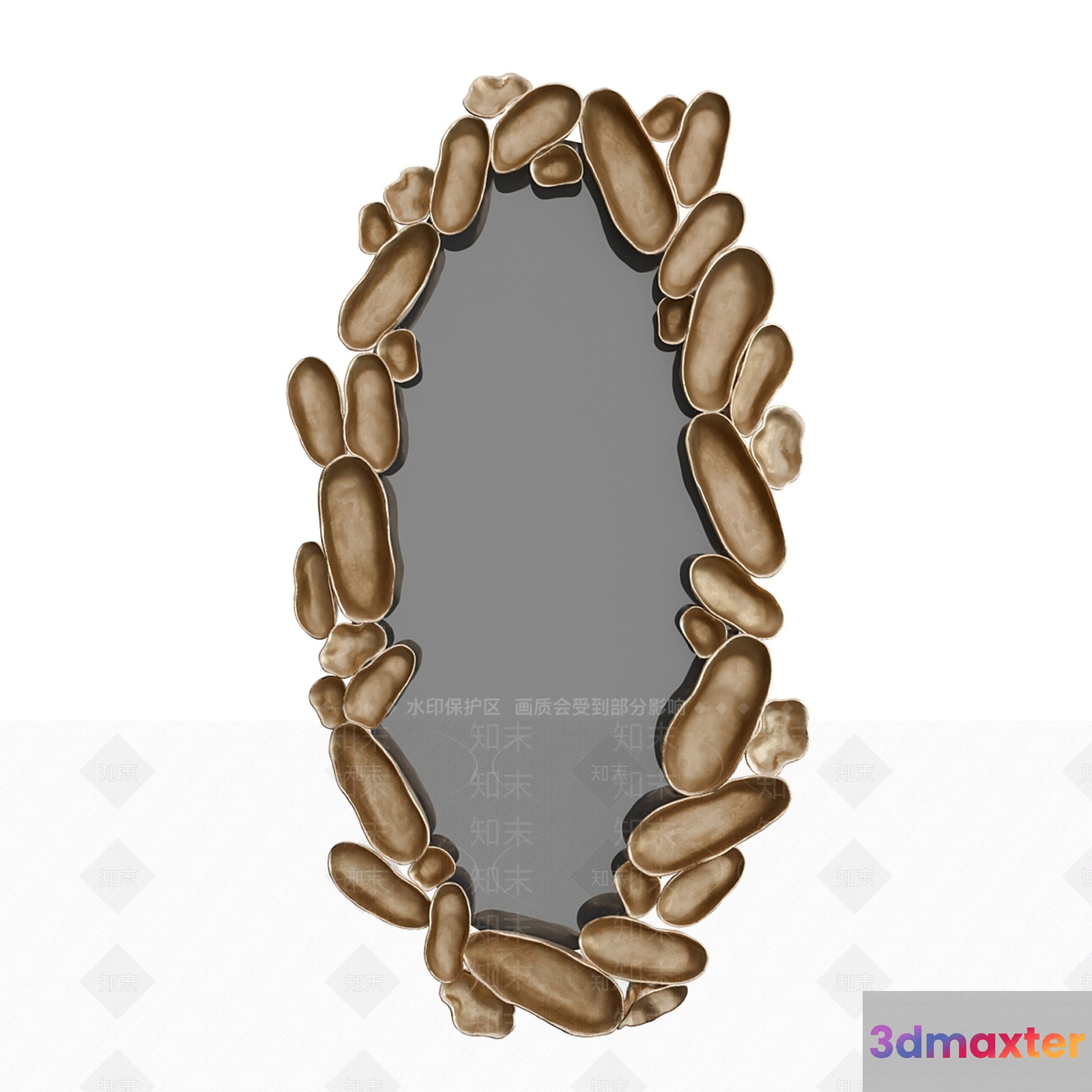 The Single Main Subject Is A Mirror With A Stone Frame 3D Model - 4120 - VRAY Render