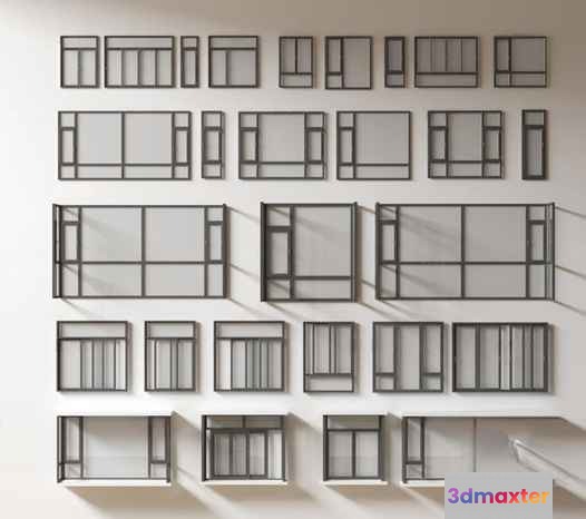 Black Window Frames 3D Model - 12995 - VRAY Render