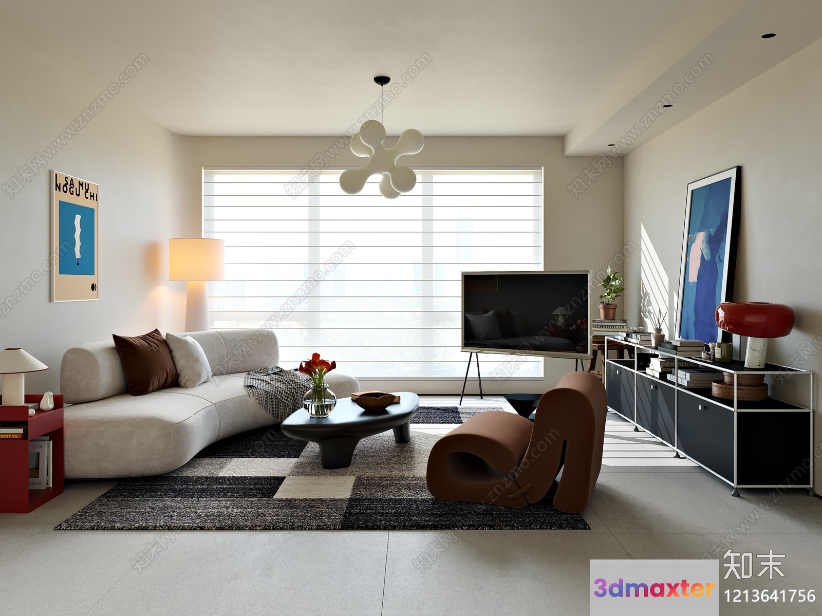 A Modern Living Room With A Couch 3D Model - 5530 - VRAY Render