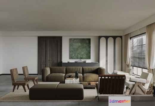 Modern Living Room 3D Model - 6255 - CORONA Render